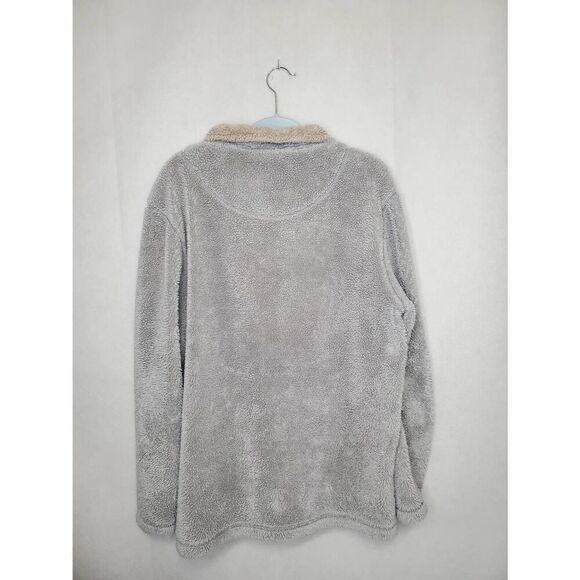 True Grit Made in USA Men's Quarter Zip Teddy Sherpa Pullover Light Grey Outdoor - Picture 8 of 11